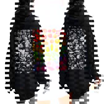 Rainbow Fruit And Vegetable Vegans Gardeners Vegetarian Day Women Oversized Hoodie Back Print - Thegiftio