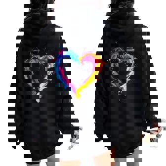 Rainbow Heart Lgbtq Gay Pride Month Lgbt Women Oversized Hoodie Back Print - Thegiftio