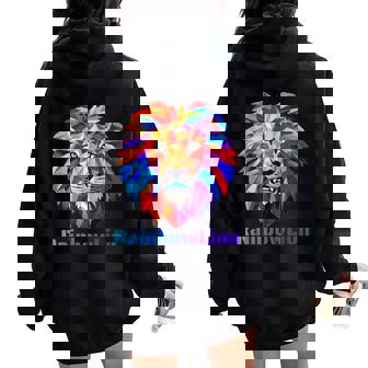 Rainbow Lion レインボー ライオン かっこいい おしゃれ レディース オーバーサイズ パーカー バックプリント - Kawaiitshirt