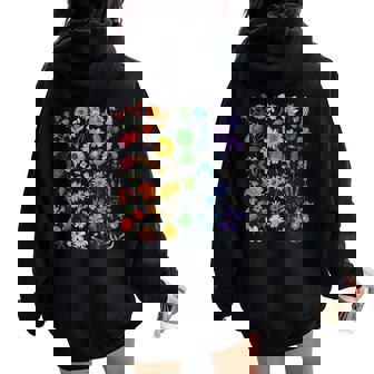 Rainbow Wildflower Lgbt Gay Lesbian Pride Month Women Oversized Hoodie Back Print - Thegiftio UK
