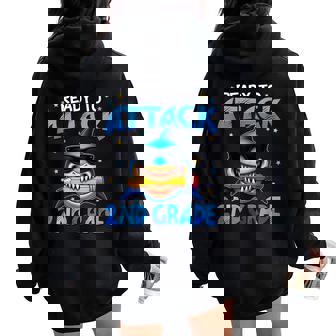 Ready To Attack 2Nd Grade Shark First Day Of School Boys Women Oversized Hoodie Back Print - Thegiftio