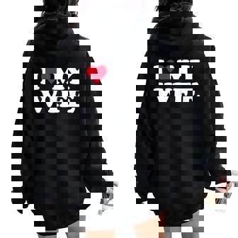 Red Heart I Love My Wife レディース オーバーサイズ パーカー バックプリント - Kawaiitshirt