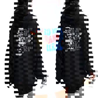 Red White And Feral Hot Dog Raccoon 4Th Of July Trash Panda Women Oversized Hoodie Back Print | Mazezy