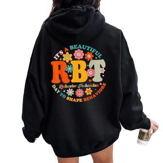 Registered Behavior Technician Vintage Rbt Behavior Flower Women Oversized Hoodie Back Print - Thegiftio UK