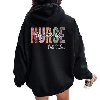 Registered Nurse Est 2025 Rn Graduate 2025 Rn Graduation Women Oversized Hoodie Back Print - Thegiftio UK