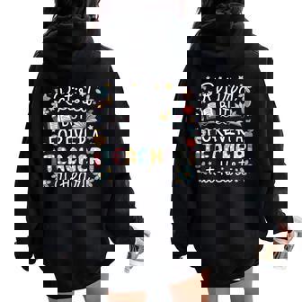 Retired But Forever A Teacher At Heart Teacher Retirement Women Oversized Hoodie Back Print - Thegiftio