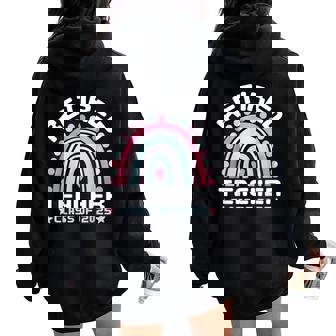 Retired Teacher Class Of 2025 Rainbow Retro Graduation レディース オーバーサイズ パーカー バックプリント - Kawaiitshirt