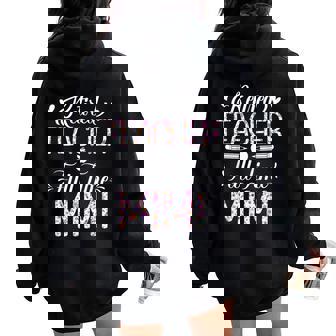 Retired Teacher Full Time Mimi Flower Retirement Mom Women Oversized Hoodie Back Print - Thegiftio