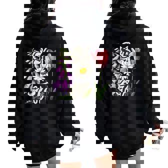 Retro 8647 Vintage Foxglove Daisy Tulip Women Oversized Hoodie Back Print - Thegiftio