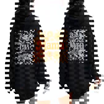 Retro Checkered Mama Pumpkin Flower Fall Autumn Halloween Women Oversized Hoodie Back Print - Thegiftio