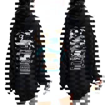 Retro Écrivain Auteur Machine À Écrire Dactylographie Sweat à capuche oversize pour femme avec imprimé dans le dos - Cadeauxyz