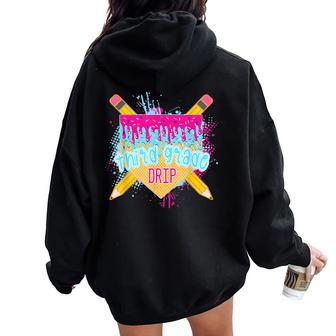 Retro Back To School Boys Third Grade Drip Ice Cream Women Oversized Hoodie Back Print - Thegiftio UK