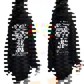 Retro Teacher Most Likely To Take Naps All Summer Cute Women Oversized Hoodie Back Print - Thegiftio UK