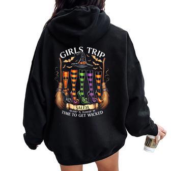 Retro Girls Trip Salem Time To Get Salem 1692 Halloween Women Oversized Hoodie Back Print - Thegiftio UK