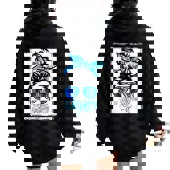 Retro Lion Girl Messy Bun Sports Team Matching Outfit Women Oversized Hoodie Back Print | Mazezy