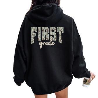 Retro Old Camo Back To School 1St Grade Boys Camouflage Women Oversized Hoodie Back Print - Thegiftio UK
