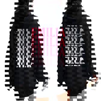 Retro Personalizar Nombre Emilia Cuello Women Oversized Hoodie Back Print - Regaloses