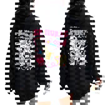Retro Pink Er Nurse Emergency Room Rn Women Oversized Hoodie Back Print - Thegiftio UK