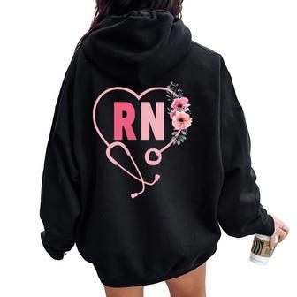 Retro Pocket Rn Nurse Girls Registered Nurse Women Oversized Hoodie Back Print - Thegiftio UK
