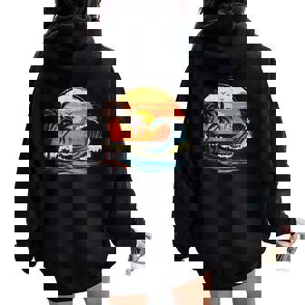 Retro Sunset Tropical Vintage Beach Palm Tree For Women Women Oversized Hoodie Back Print - Thegiftio