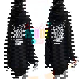 Retro Teacher Mode Off Happy Last Day Of School Hello Summer Women Oversized Hoodie Back Print - Thegiftio