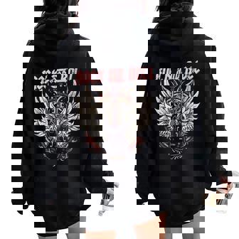Rock And Roll Guitarraintage Rock Música Cuello Women Oversized Hoodie Back Print - Regaloses