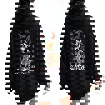 Rockabilly Devil Girl Pin Up Estilo Tatuaje Retro De Los Años 50 In Mangas Women Oversized Hoodie Back Print - Regaloses