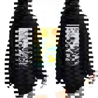 Rubber Duck Surfing Japanese Women Oversized Hoodie Back Print - Thegiftio