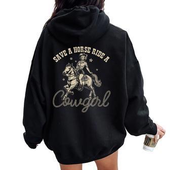 Save A Horse Ride A Cowgirl Lesbian Subtle Lgbt Pride Month Women Oversized Hoodie Back Print - Thegiftio UK