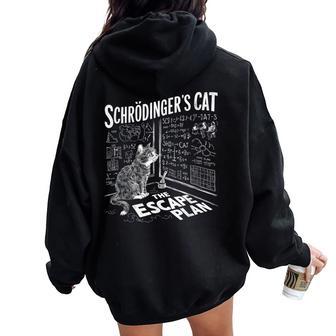 Schrödingers Cat Escape Plan Science For Women Women Oversized Hoodie Back Print - Thegiftio UK