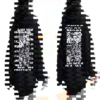 Second Grade Dream Team Back To School Boho Flower 2Nd Grade Women Oversized Hoodie Back Print - Thegiftio