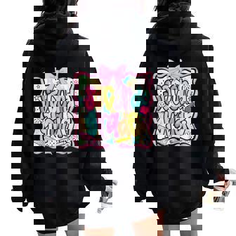 Second Grade Floral Coquette 2Nd Grade Girls Back To School Women Oversized Hoodie Back Print | Mazezy