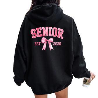 Senior 2026 Coquette Pink Bow Class Of 2026 Graduation Girls Women Oversized Hoodie Back Print - Thegiftio UK