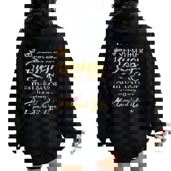September Queen Faith Favor Living My Blessed Life Birthday Women Oversized Hoodie Back Print - Thegiftio
