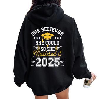 She Mastered It 2025 Master's Degree Graduation Women Women Oversized Hoodie Back Print - Thegiftio UK