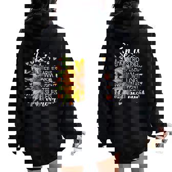 She Is Mom Sunflower Leopard Christian Mom Mother's Day Women Oversized Hoodie Back Print - Thegiftio