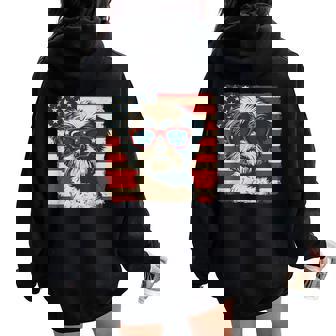 Shih Tzu Dog Usa Flag Patriotic Fourth Of July Women Women Oversized Hoodie Back Print - Thegiftio