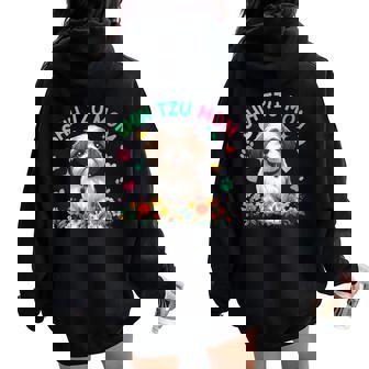 Shih Tzu Mom Mother's Day Floral Cute Dog Owner Family Group Women Oversized Hoodie Back Print - Thegiftio