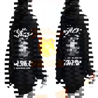 Softball Mamaw Leopard Heart Fans Mother's Day Women Oversized Hoodie Back Print | Mazezy