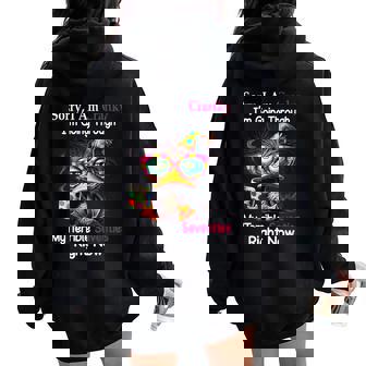 Sorry I Am Cranky I'm Going Through My Terrible Seventies Women Oversized Hoodie Back Print - Thegiftio