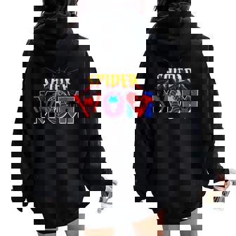 Spider Mom Mother's Day Matching Birthday Family Mommy Women Oversized Hoodie Back Print - Thegiftio