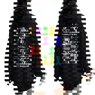 Sprunki All Here With Names For Boys And Girls Birthday レディース オーバーサイズ パーカー バックプリント - Kawaiitshirt