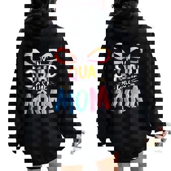 My Squad Calls Me Mom Mama Mother's Day Big Coquette Bow Women Oversized Hoodie Back Print - Thegiftio
