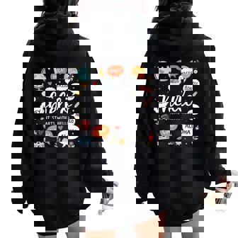 It Starts With Hello Friendship Teacher Inclusion Language Women Oversized Hoodie Back Print | Mazezy