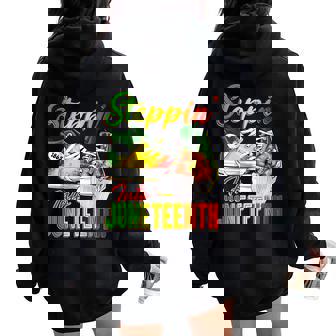 Steppin Into Junenth Afro African Sneakers Girls Women Oversized Hoodie Back Print - Thegiftio UK
