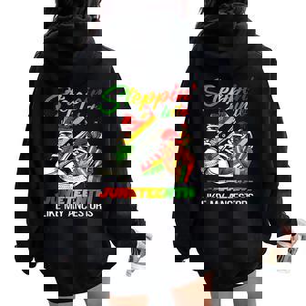 Stepping Into Junenth Afro Woman Black Girls Sneakers Men Women Oversized Hoodie Back Print | Mazezy