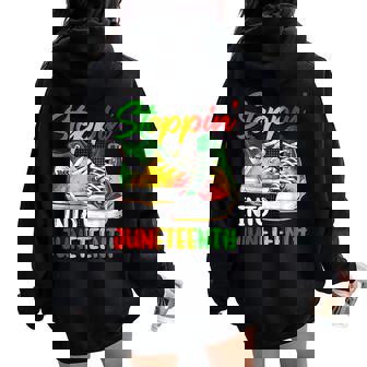 Stepping Into Junenth Afro Woman Black Girls Sneakers Men Women Oversized Hoodie Back Print - Thegiftio UK