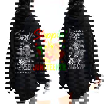 Stepping Into Junenth Afro Woman Black Girls Sneakers Men Women Oversized Hoodie Back Print - Thegiftio UK