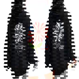 Sunflower American Flag 4Th Of July MenUsa Merica Women Oversized Hoodie Back Print - Thegiftio UK