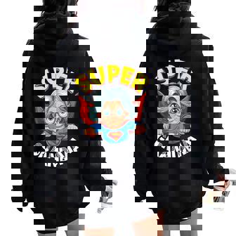 Super Grandma Hero Cape Flying Cartoon Grandmother Women Oversized Hoodie Back Print - Thegiftio